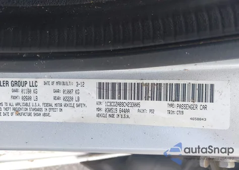 2012 Dodge Avenger Se z USA, uszkodzony, nr VIN 1C3CDZAB9CN233005